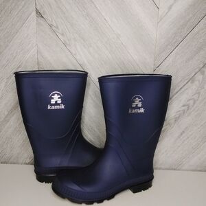 "KAMIK' Kids Stomp Weather Waterproof Rubber Boots Sz: US 4 Big Kids Unisex Navy
